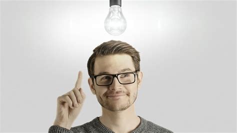 Man Thinking With Idea Bulb On The Head Stock Footage Video 5298119