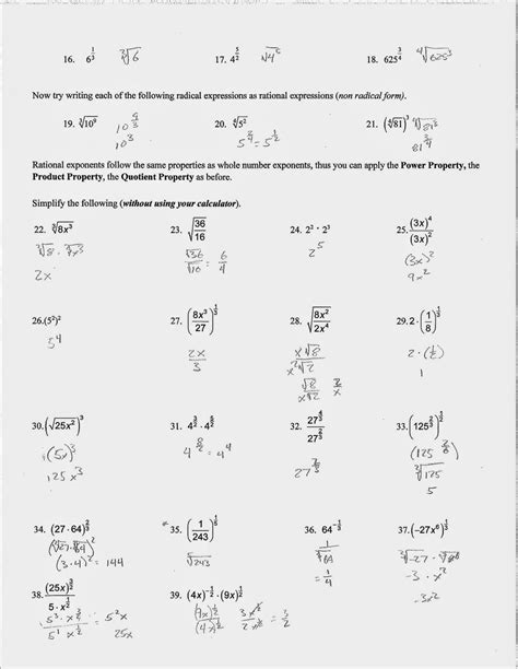 Simplifying Radical Expressions Worksheet Answers Chessmuseum Template Library Radical