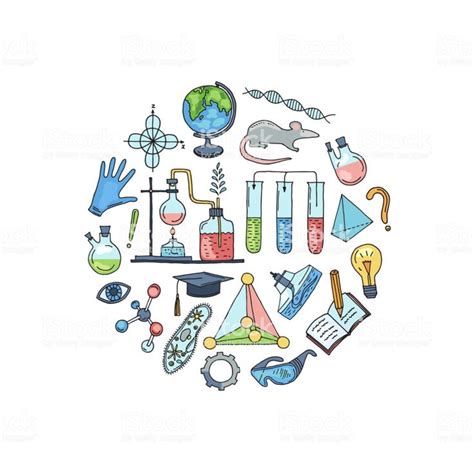 Vector Sketched Science Or Chemistry Elements In Form Of Circle Ejemplo De La Ciencia Arte