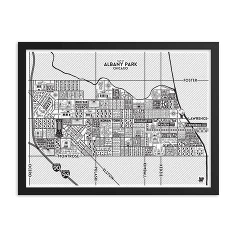 Albany Park Map Chicago Art Prints For Sale — Joe Mills Illustration