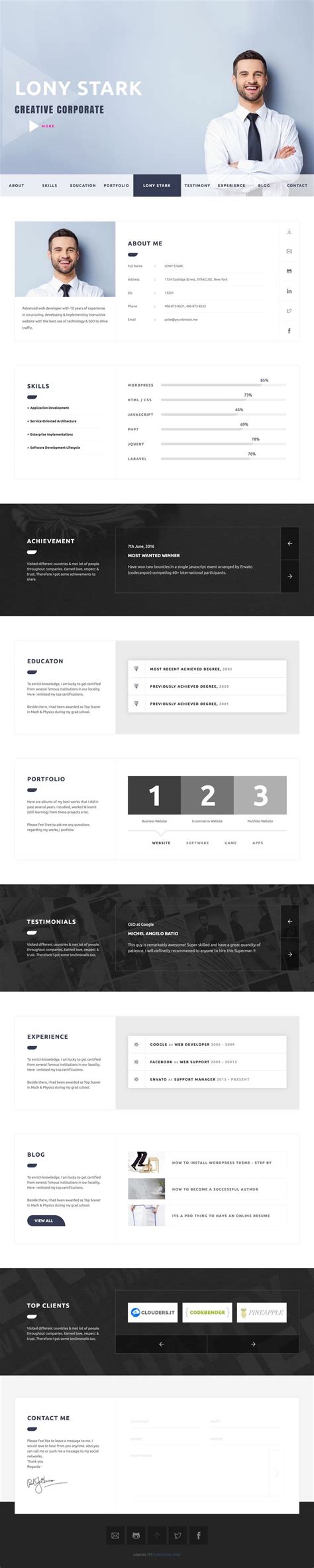 Cvitae Is A One Page Html Resume Template Built To Present Your Cv