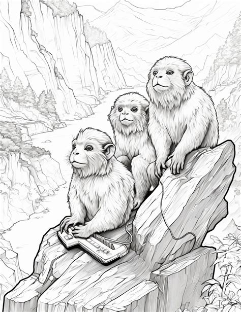 Premium Ai Image Three Monkeys Sitting On A Rock In The Mountains