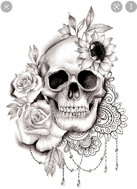 Pin By Golden Tattoo On Skulls Feminine Skull Tattoos Skull Thigh Tattoos Pretty Skull Tattoos