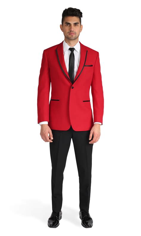 Red Peak Lapel Tuxedo | Red tuxedo, Tuxedo, Red carter