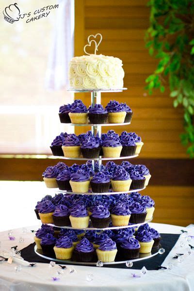 Purple Cupcake Wedding Tower Jjs Custom Cakery Cranbrook Bc Purple