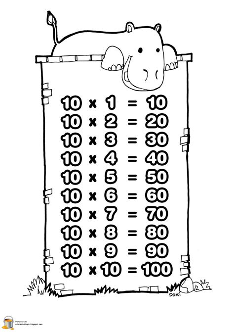 Tabla De Multiplicar Del Numero 10 Para Colorear Colorea Tus Dibujos