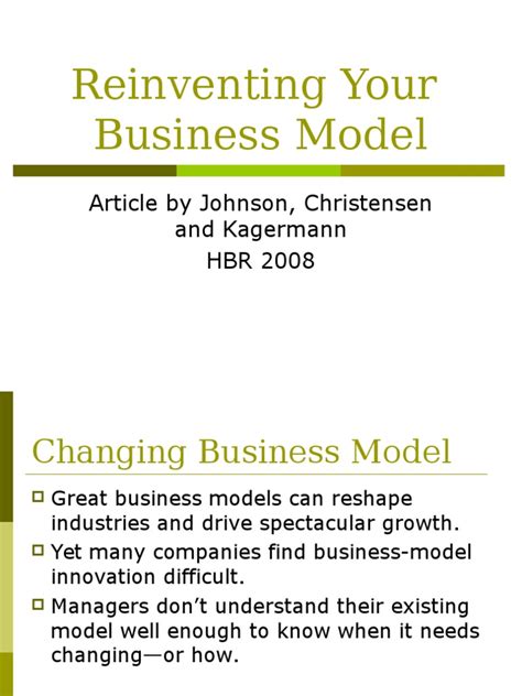 Reinventingyourbusinessmodelppt Business Model Innovation