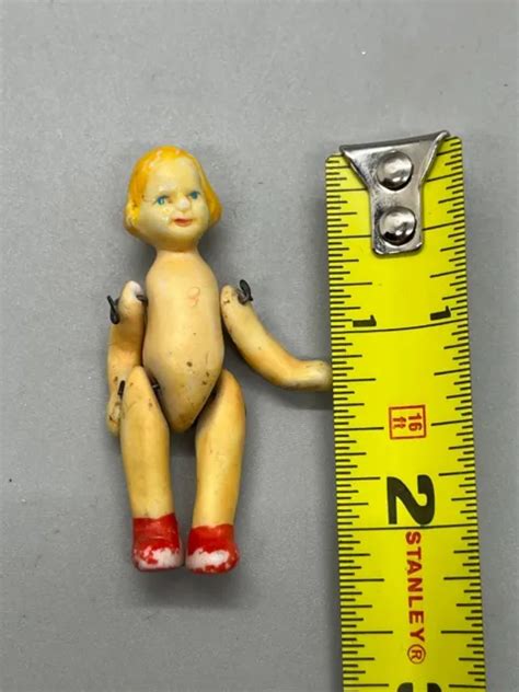 Antique German Bisque Miniature Doll Jointed Arms And Legs Germany 2 Inches Girl 2999 Picclick