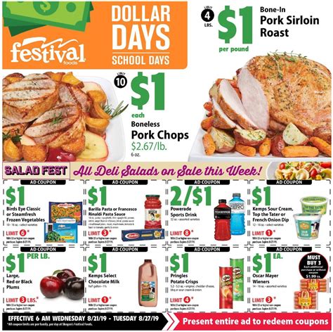 Maintains food safety logs and leads by example through following. Festival Foods Weekly Sales Ad August 28 - September 3, 2019