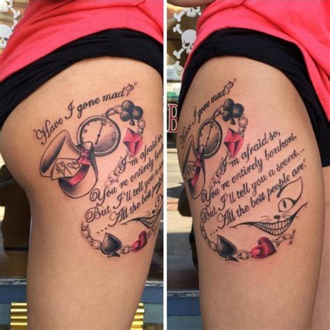 I was bored and decided to show them off. Alice in Wonderland Tattoo 89 | Wonderland tattoo, Alice and wonderland tattoos, Disney thigh tattoo