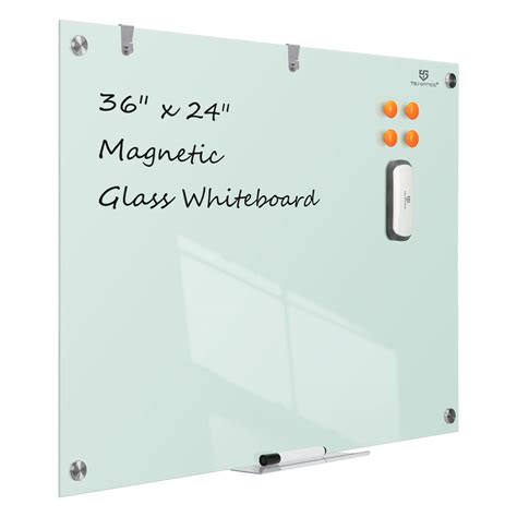 Magnetic Glass Dry Erase Board 36 X 24 Inches Wall Mounted Glass Whiteboard Large Frameless