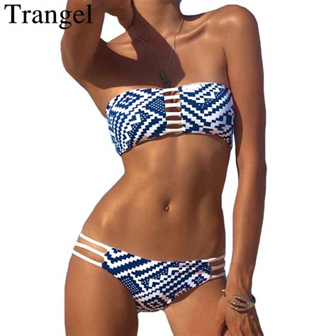 Trangel 2018 Bandeau Bikini Women Bandage Swimsuit Push Up Swimwear Brazilian Bikini Set Bathing