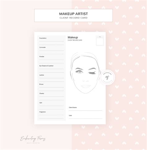 Makeup Artist Forms Client Intake Form Client Record Cards Etsy Ireland
