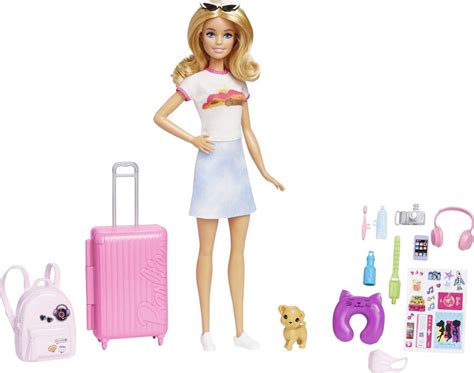 Barbie Malibu Doll 10 Accessories Travel Set With Working Suitcase