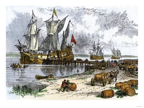 Tobacco Ships In The James River Virginia Colony 1600s
