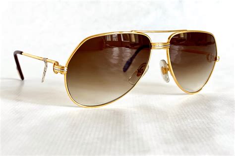 1983 First Edition Cartier Vendôme Louis Cartier 22k Gold Vintage Sunglasses Full Set