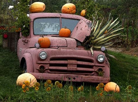 Vintage Fall Truck With Pumpkins Free Stock Photo Public Domain Pictures