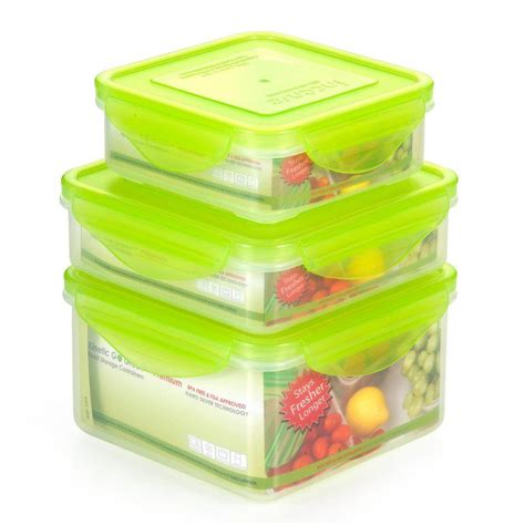 Kinetic Go Green Fresh 6 Piece Sqare Food Storage Container Set With Lid 39109 Food Storage