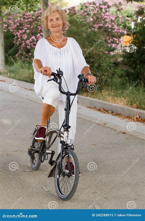 Mature Woman Cycling Stock Image Image Of Peaceful