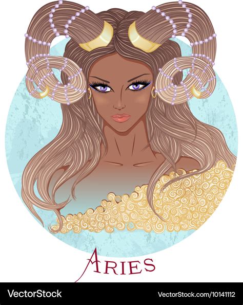 Astrological Sign Of Aries As A African Girl Vector Image