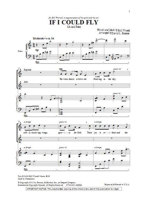 If I Could Fly Sheet Music David L Brunner 2 Part Choir
