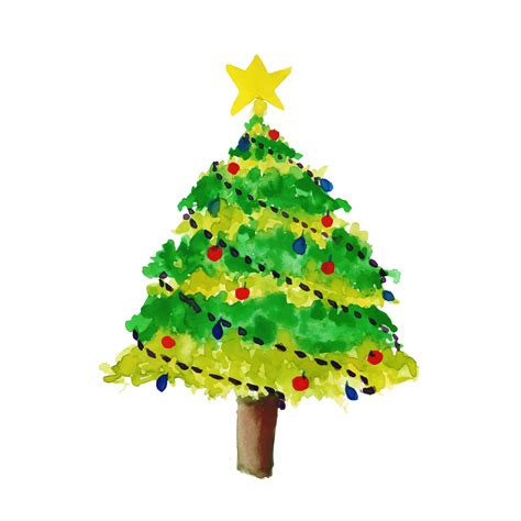 Hand Drawn Watercolor Christmas Tree 669511 Vector Art At Vecteezy