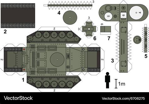 Paper Model An Old Tank Royalty Free Vector Image
