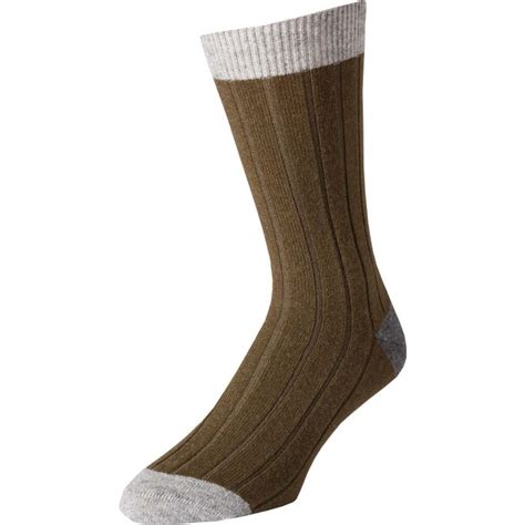 Olive Cashmere Heel And Toe Sock Mens Country Clothing Cordings