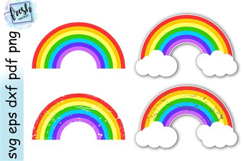 Rainbow Bundle Svg Distressed Rainbow With Clouds Svg 562588 Svgs