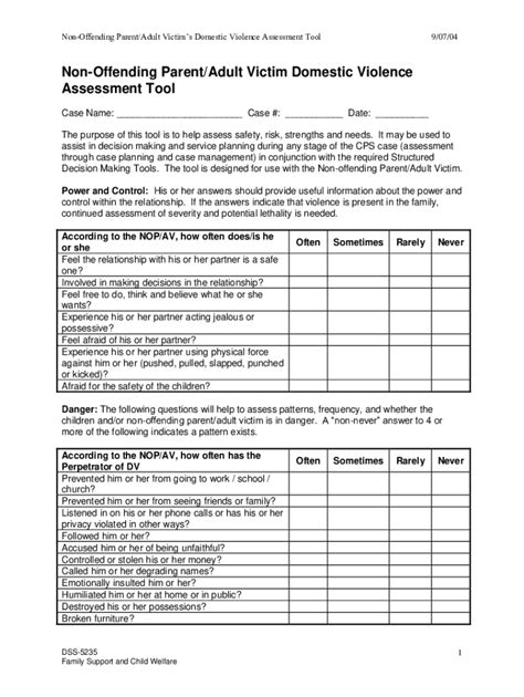 Fillable Online Dss 5235 Non Offending Parentadult Victim Domestic