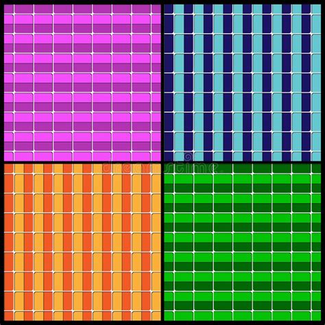 Set Of Multi Colored Geometric Patterns Of Squares Stock Vector
