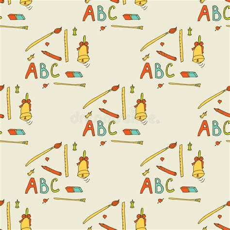 Seamless Pattern A Set Of Things For The School Stock Illustration