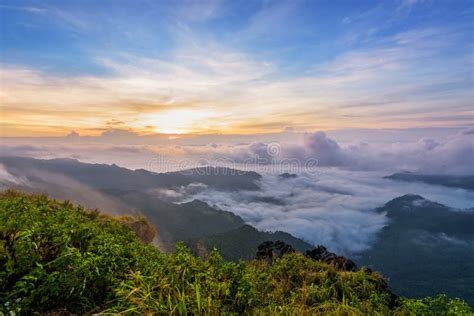 Phu Chi Fa Forest Park At Sunset Thailand Stock Photo Image Of