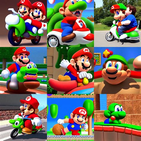 Danny Devito Riding Yoshi Wm From Super Mario Stable Diffusion