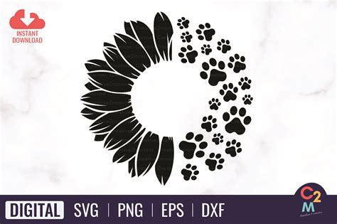 Sunflower Paw Print Svg Dog Lover Graphic By Creative2morrow