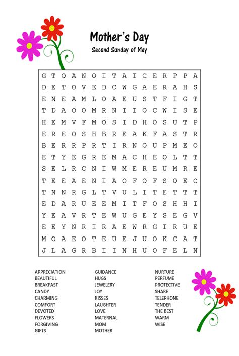 Free Printable Mother S Day Games Printable Word Searches