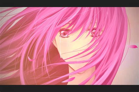 Women Tears Sad Pink Hair Anime Teardrops Pink Eyes Sadness