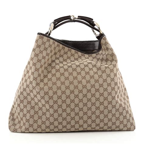 Buy Gucci Horsebit Hobo Gg Canvas Large Brown 1520001 Rebag