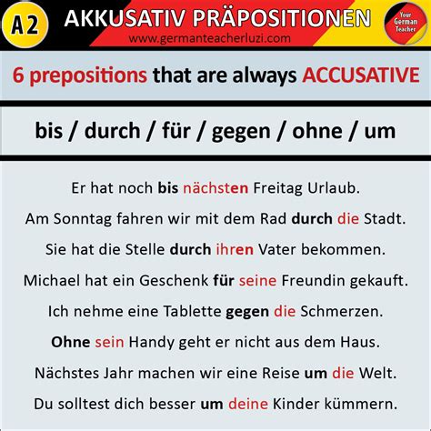 6 German Accusative Prepositions German Phrases German Language