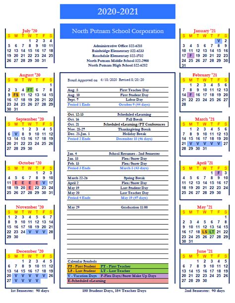 2020 21 School Calendar Central Office And School Board