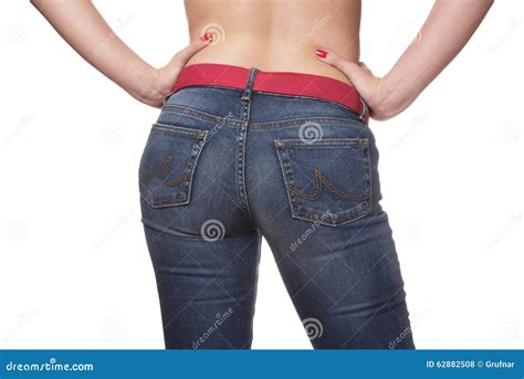 Le Cul De La Femme Dans Des Jeans Serr S Photo Stock Image Du Mince Mains
