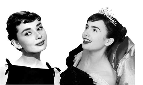 Audrey Hepburn And Lily Collins Lily Collins Black And White Hepburn