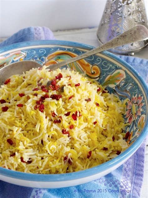 Stir in cumin, turmeric and rice; Persian rice with barberries, pistachio and saffron | Persian rice, Iranian cuisine, Middle ...