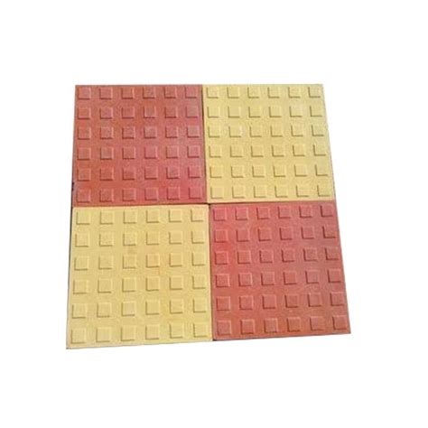 Gloss Red Yellow 10x10 Inch Concrete Chequered Tiles Thickness 23 Mm