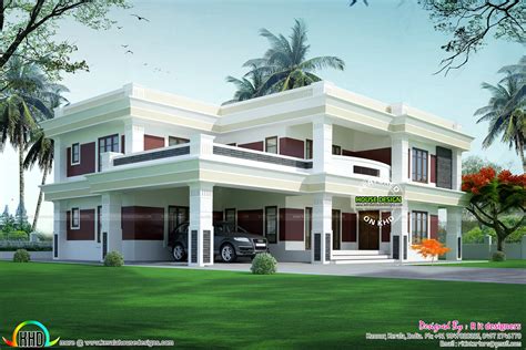 Flat Roof Luxury Home Design Kerala Home Design And F