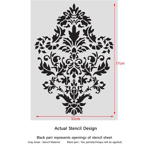 Damask Wall Stencil Pattern Ludovica For Diy Home Decor Etsy