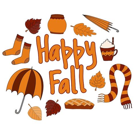 Premium Vector Happy Fall Autumn Vector Clipart With Cosy Elements
