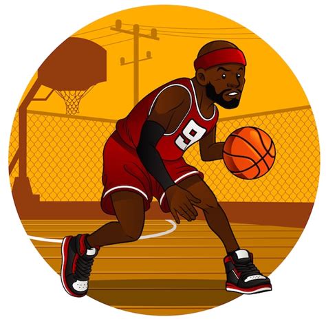 Premium Vector Basketball Player Dribbling The Ball