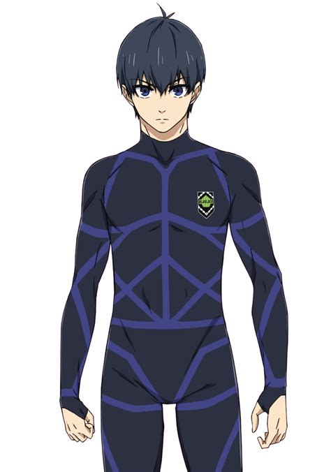 An Anime Character With Black Hair And Blue Eyes Wearing A Bodysuit That Has Lines On It