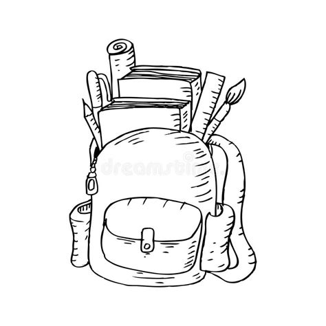 School Bag Sketch Stock Vector Illustration Of Object 96298623